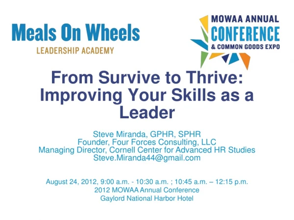 From Survive to Thrive: Improving Your Skills as a Leader
