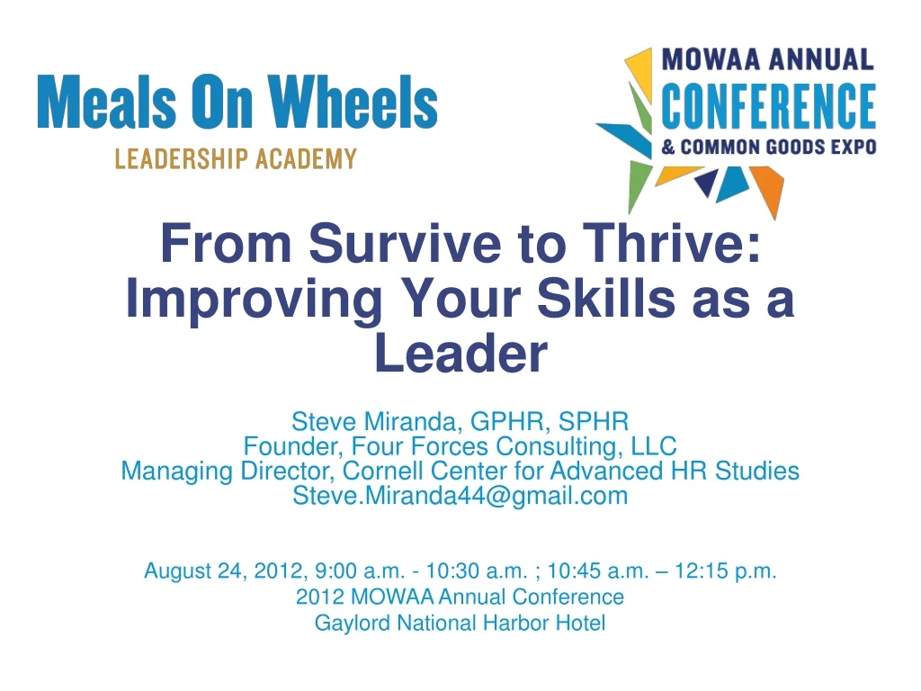 from survive to thrive improving your skills as a leader