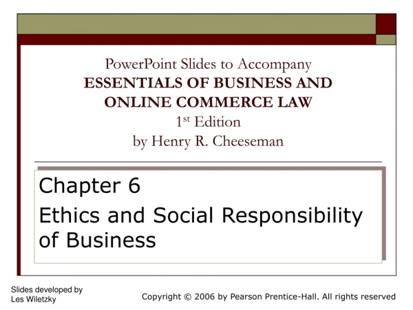 Chapter 6 Ethics and Social Responsibility of Business