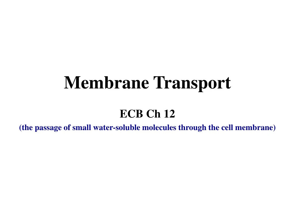 membrane transport