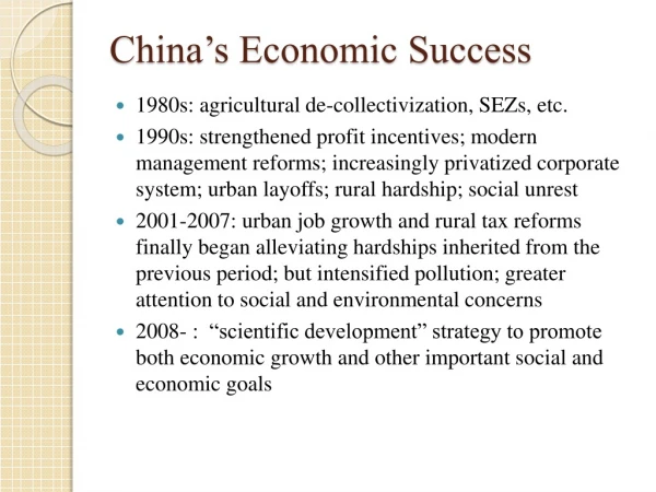 China’s Economic Success