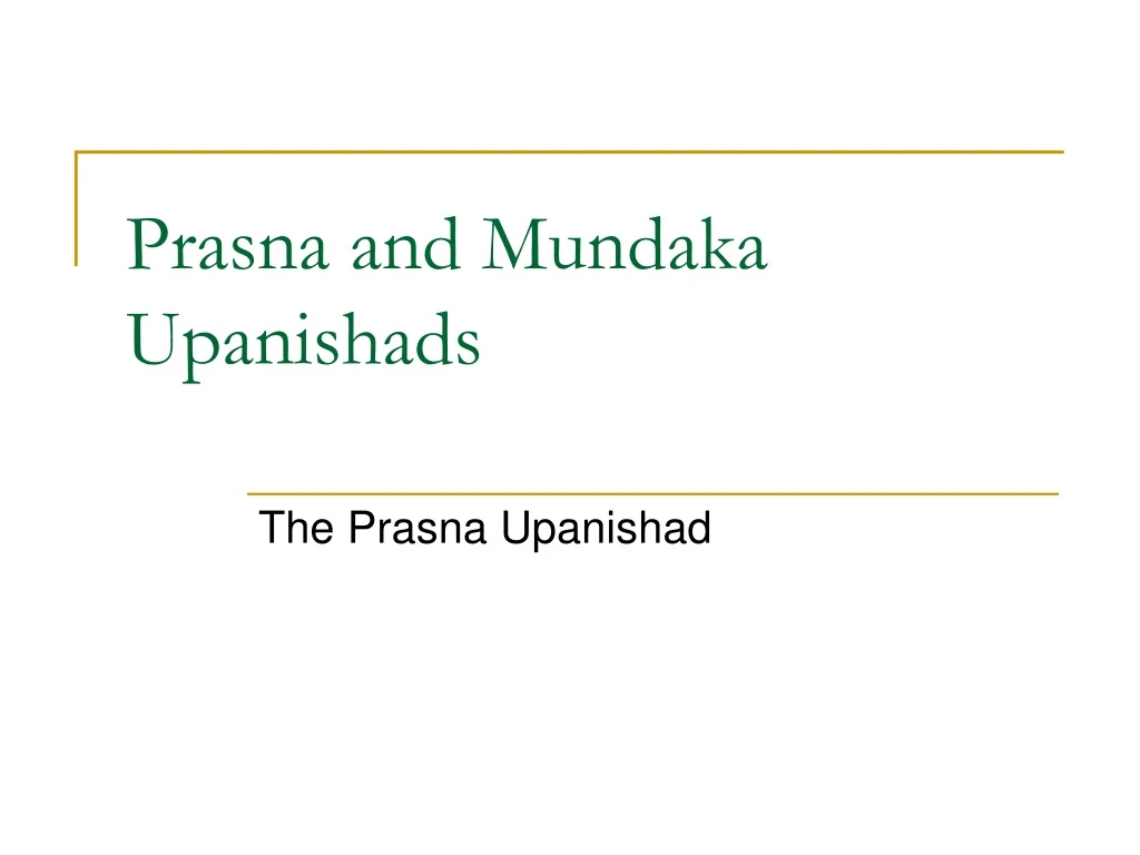 prasna and mundaka upanishads