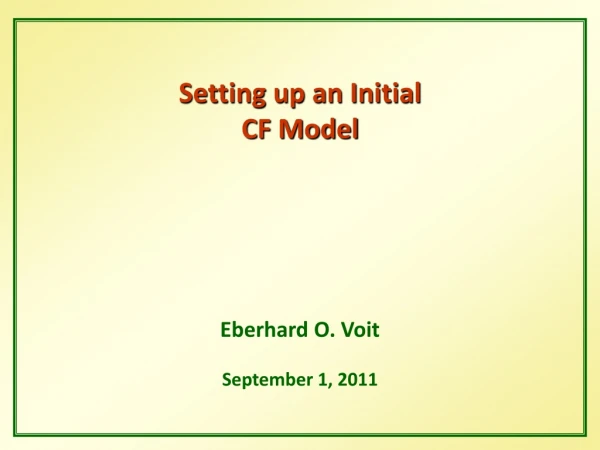 Setting up an Initial  CF Model
