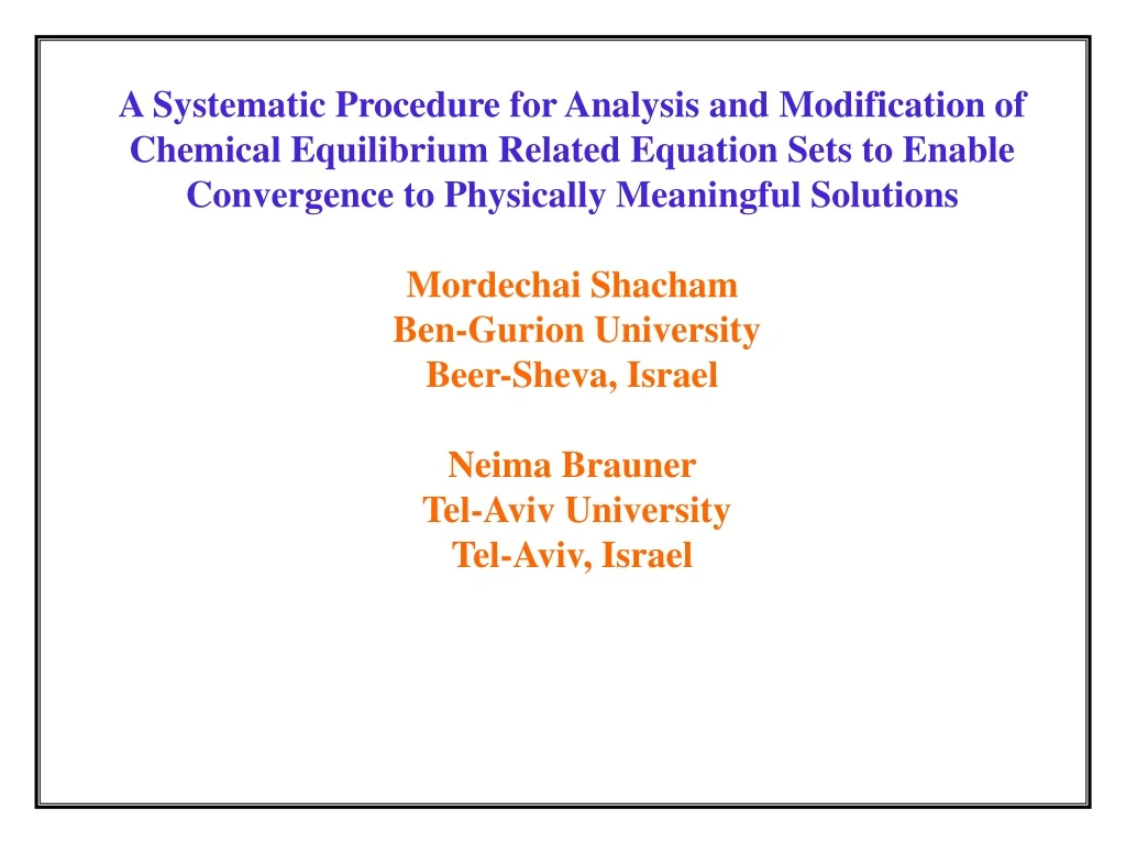 a systematic procedure for analysis