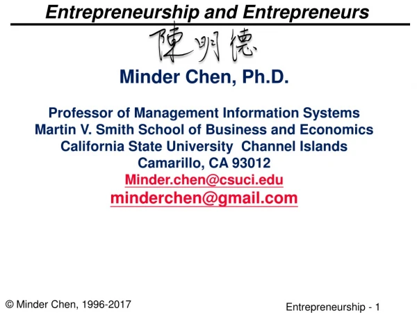 Entrepreneurship and Entrepreneurs