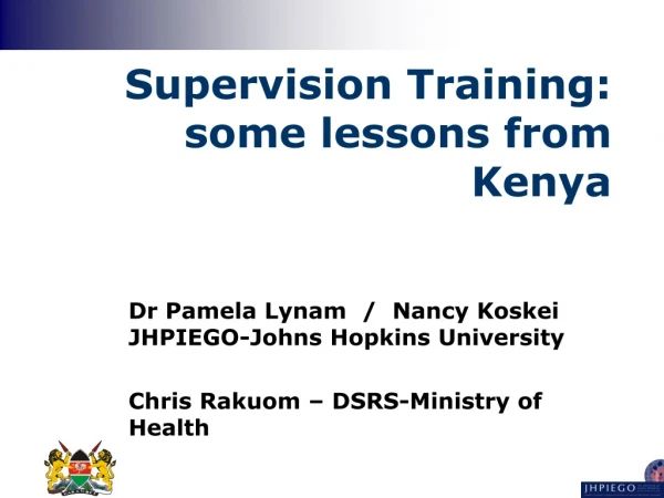 Supervision Training: some lessons from Kenya