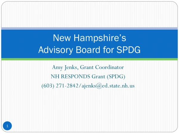 New Hampshire’s  Advisory Board for SPDG