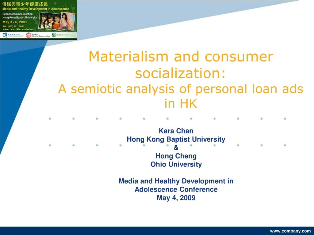 materialism and consumer socialization a semiotic analysis of personal loan ads in hk