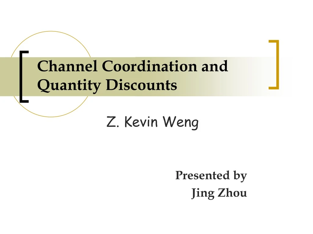 channel coordination and quantity discounts