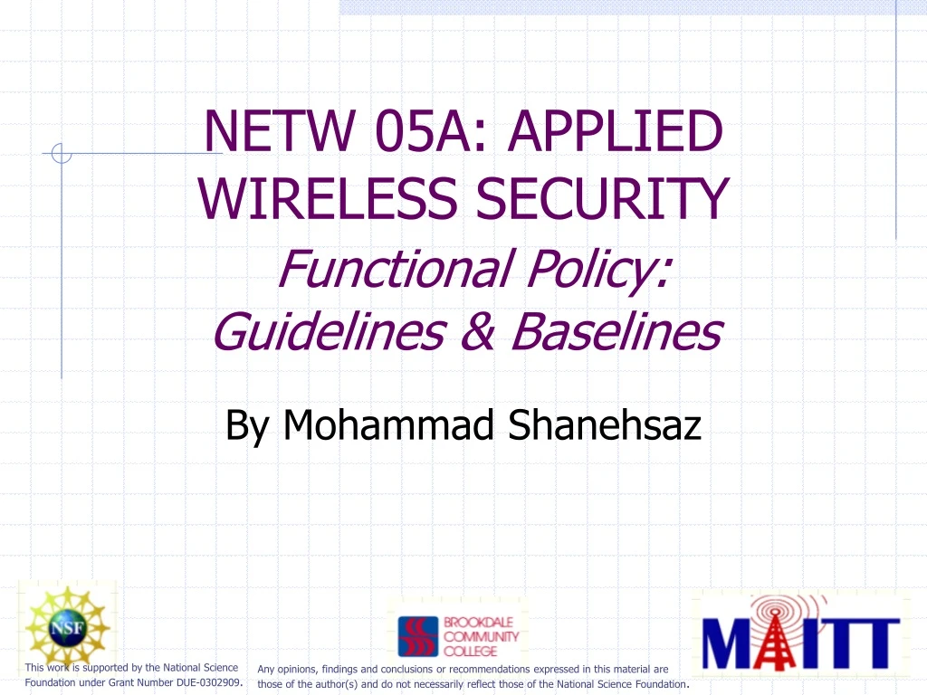 netw 05a applied wireless security functional policy guidelines baselines