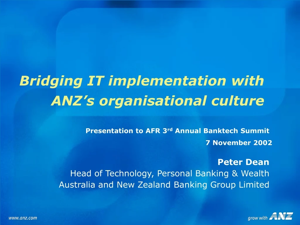 bridging it implementation with anz s organisational culture