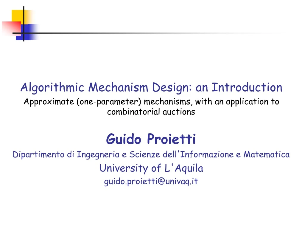 algorithmic mechanism design an introduction