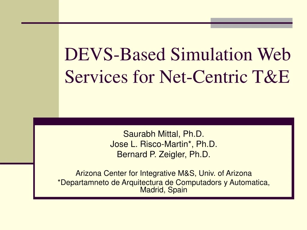 devs based simulation web services for net centric t e