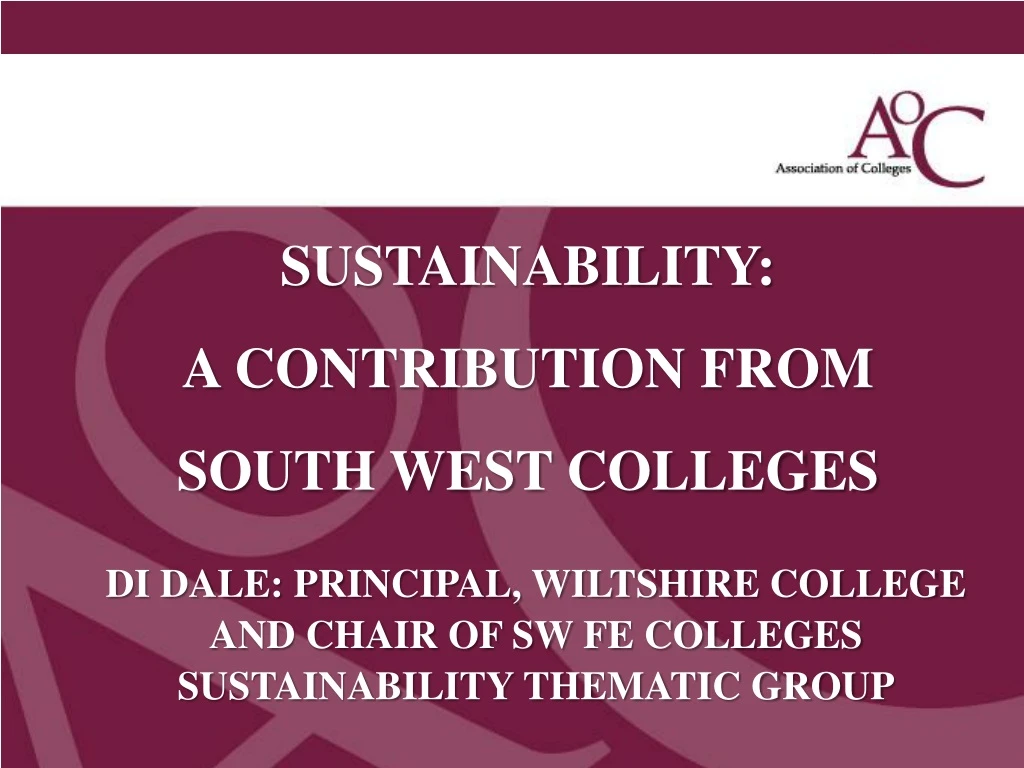 sustainability a contribution from south west