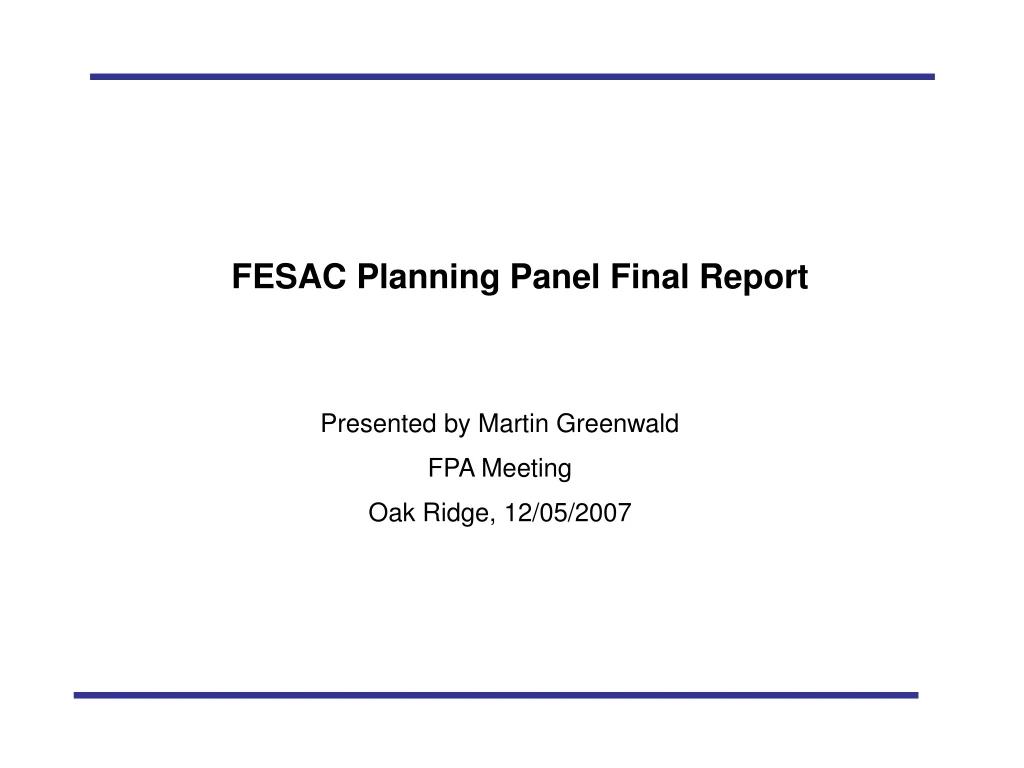 fesac planning panel final report