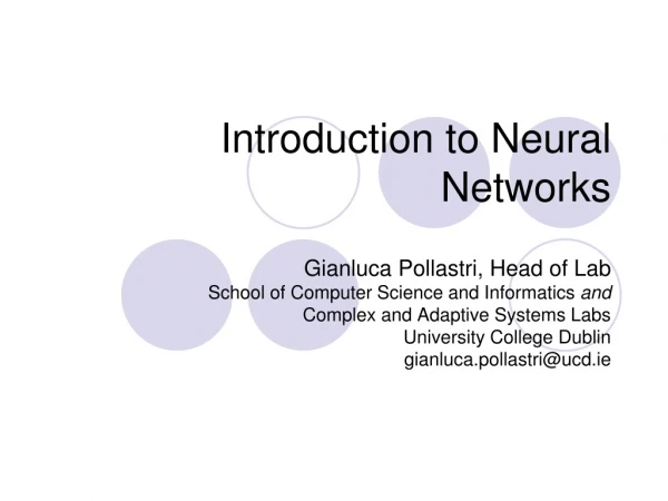 Introduction to Neural Networks