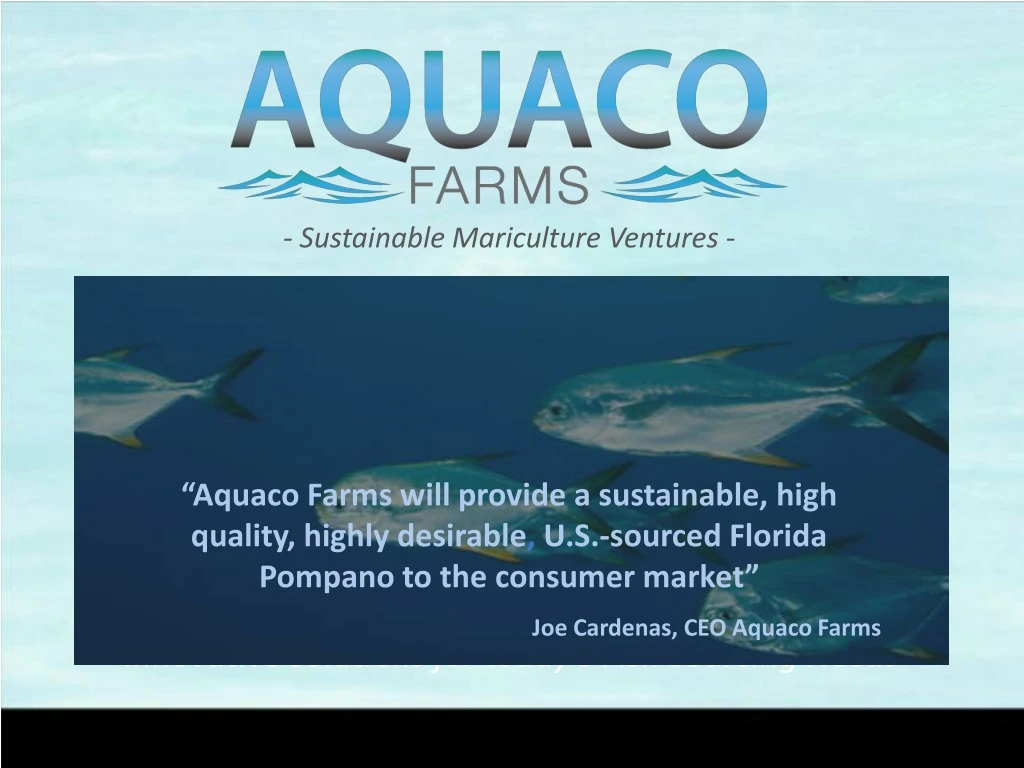 sustainable mariculture ventures