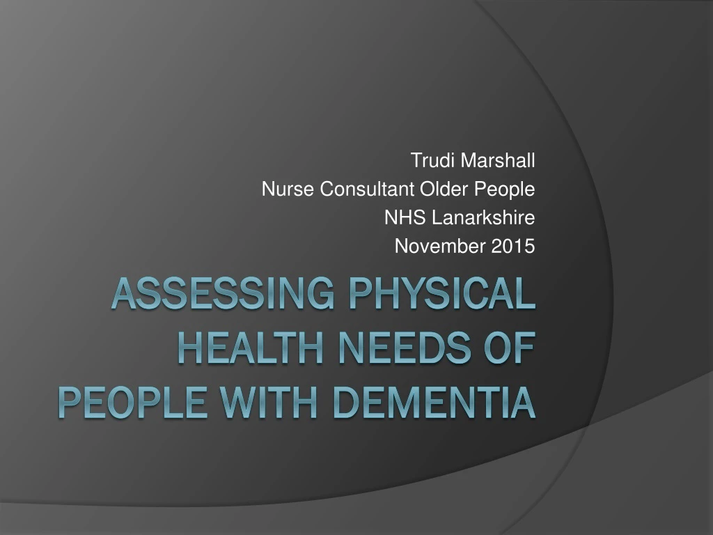 trudi marshall nurse consultant older people nhs lanarkshire november 2015