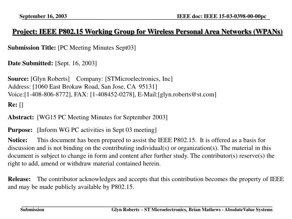 project ieee p802 15 working group for wireless