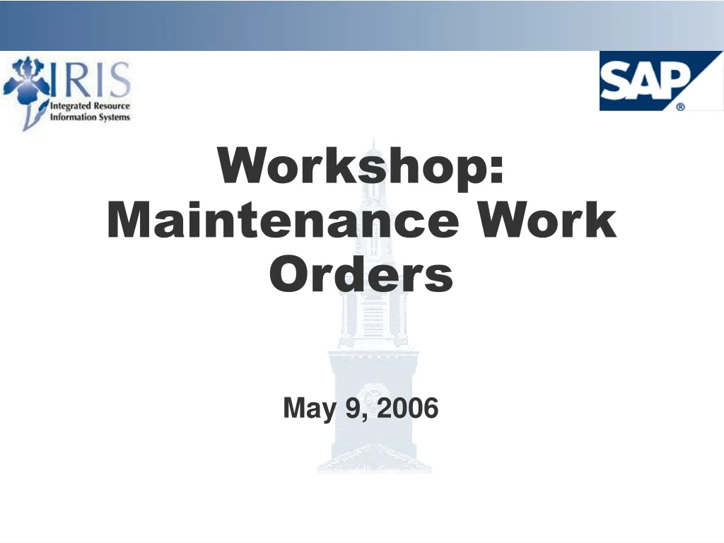 workshop maintenance work orders