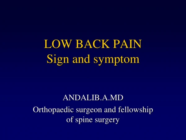 LOW BACK PAIN Sign and symptom