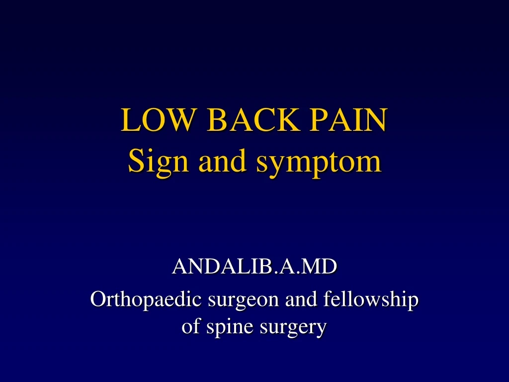 low back pain sign and symptom