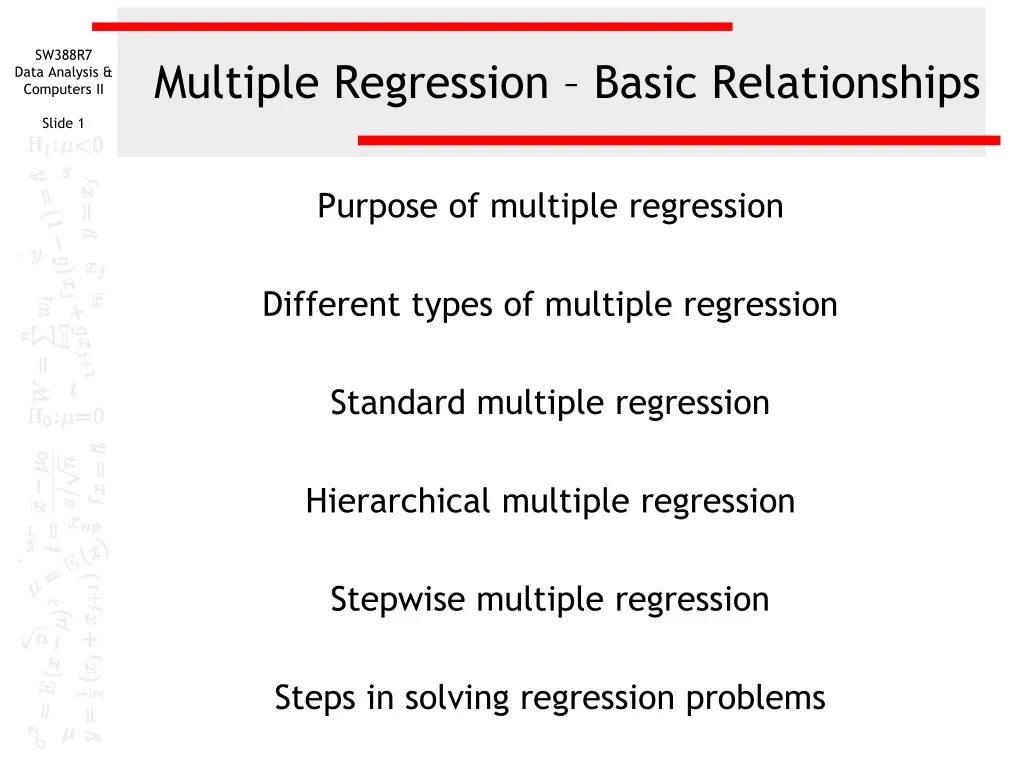 multiple regression basic relationships