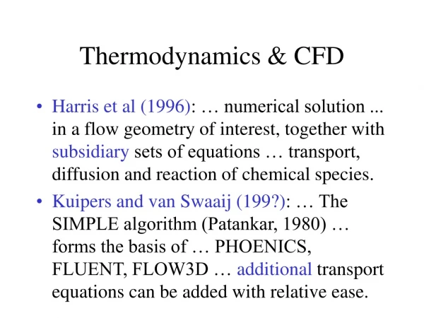 Thermodynamics &amp; CFD