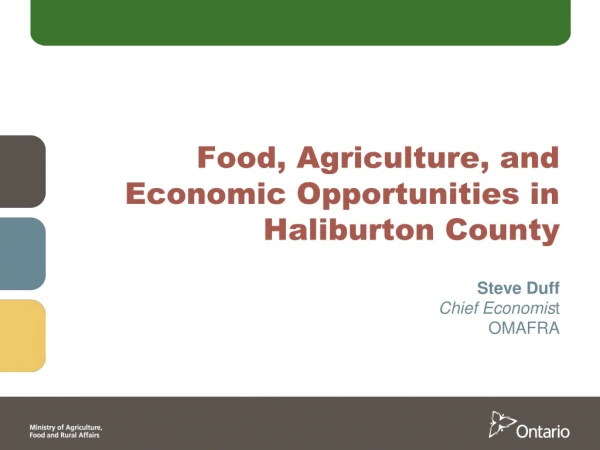 Food, Agriculture, and Economic Opportunities in Haliburton County