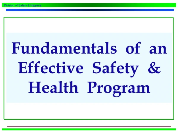 Fundamentals  of  an Effective  Safety  &amp;   Health  Program