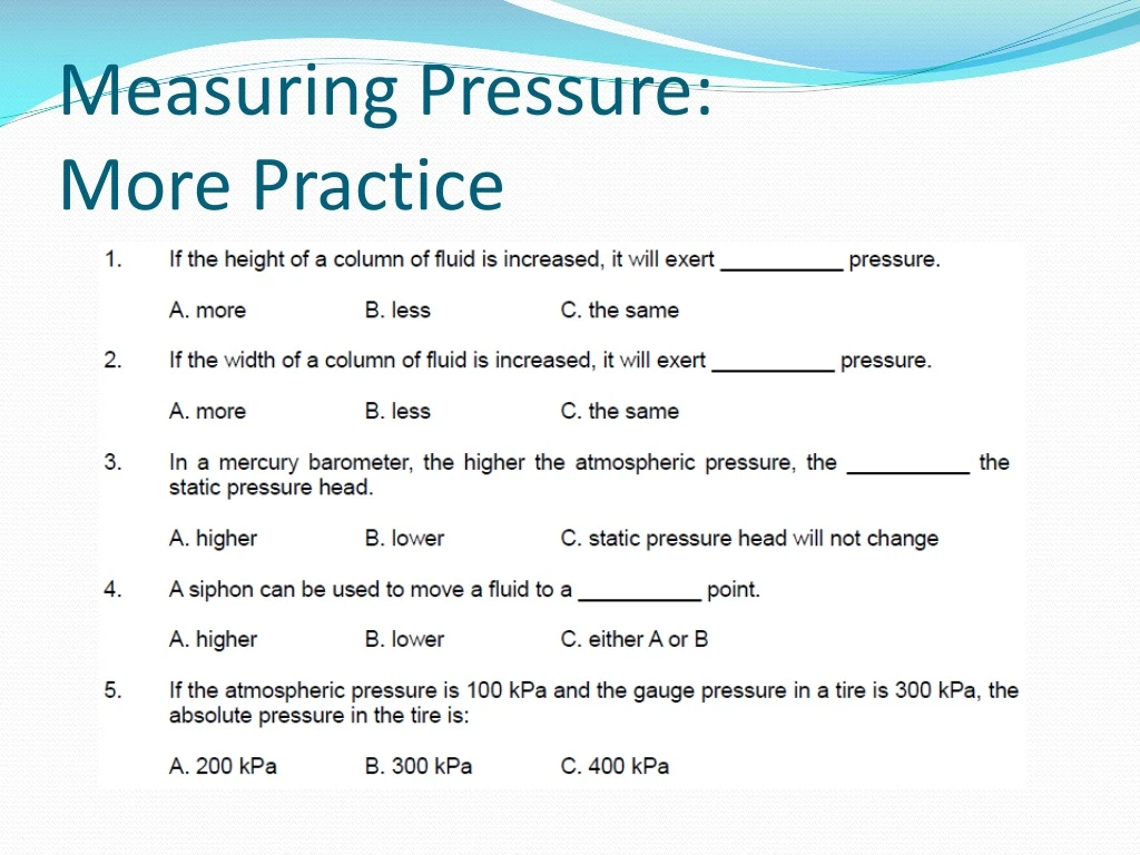 measuring pressure more practice