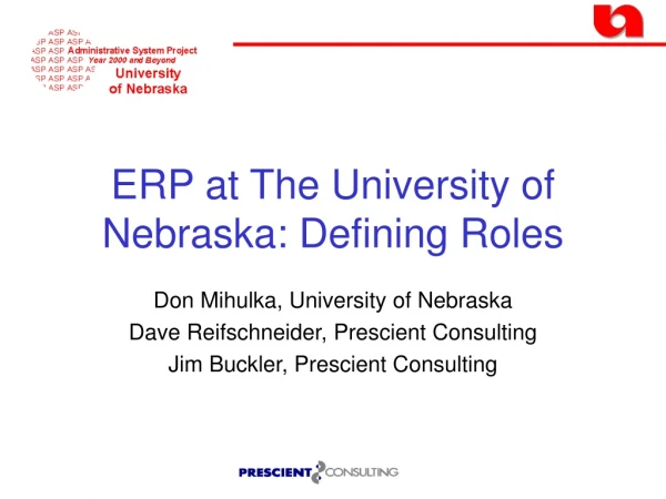 ERP at The University of Nebraska: Defining Roles