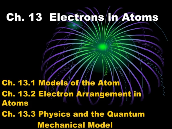Ch. 13  Electrons in Atoms
