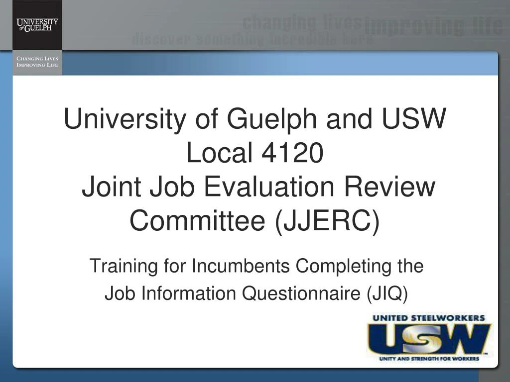 university of guelph and usw local 4120 joint job evaluation review committee jjerc
