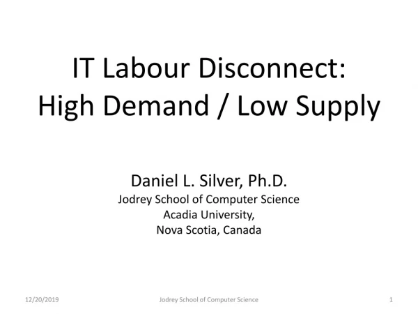 IT Labour Disconnect: High Demand / Low Supply