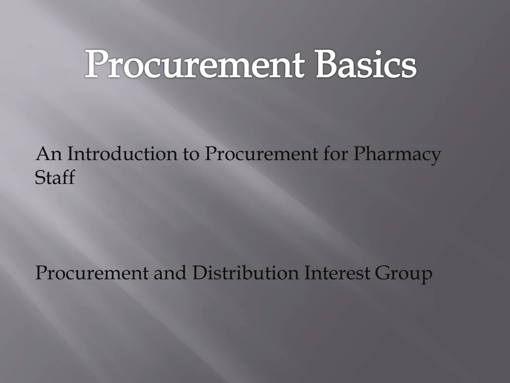 procurement basics