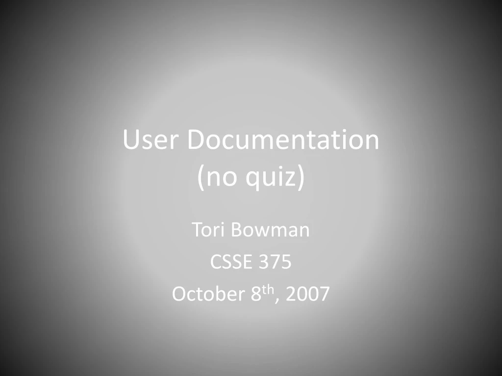 user documentation no quiz