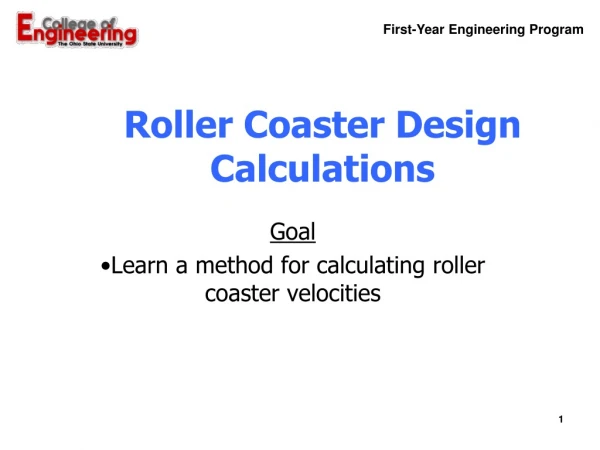 Roller Coaster Design Calculations