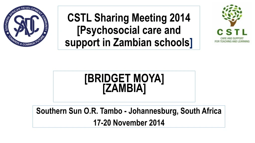 cstl sharing meeting 2014 psychosocial care and support in zambian schools