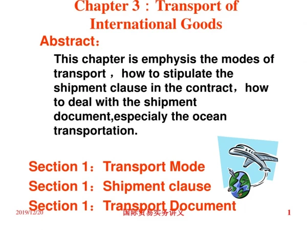 Chapter 3 ： Transport of International Goods