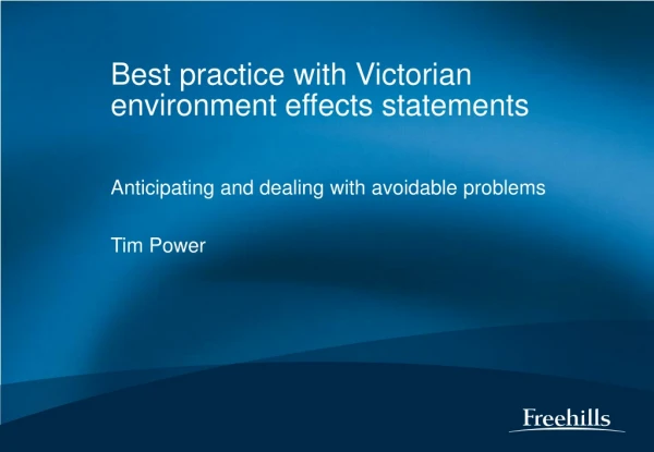 Best practice with Victorian environment effects statements