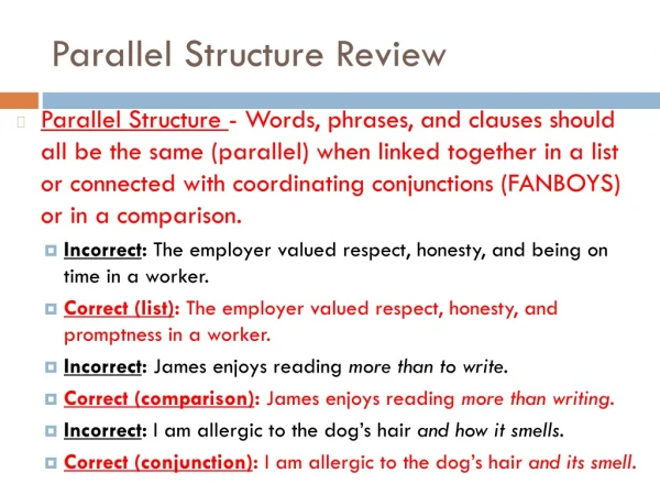Parallel Structure Review