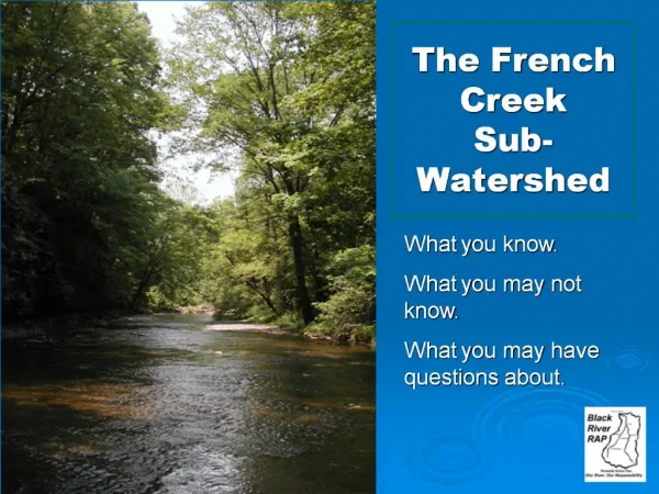 The French Creek Sub-Watershed