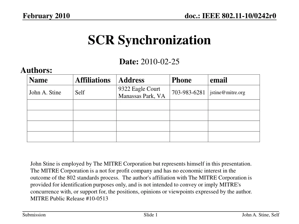 scr synchronization