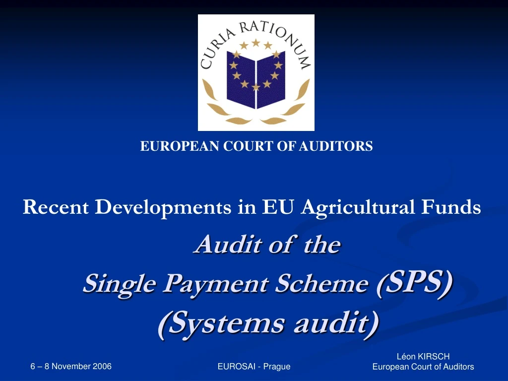 audit of the single payment scheme sps systems audit