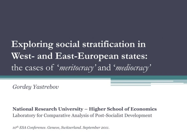 Gordey Yastrebov National Research University – Higher School of Economics