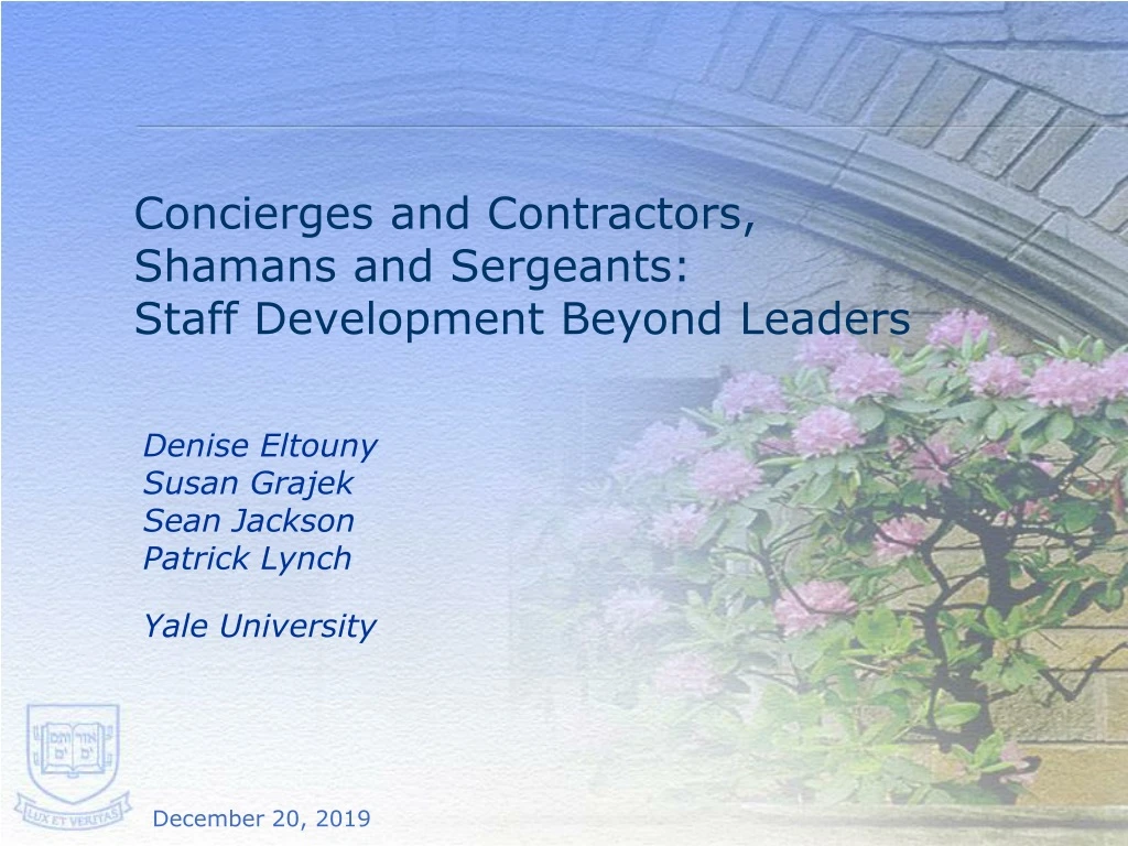 concierges and contractors shamans and sergeants staff development beyond leaders