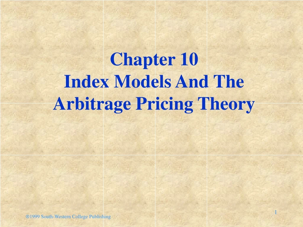 chapter 10 index models and the arbitrage pricing theory