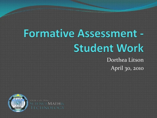 Formative Assessment - Student Work