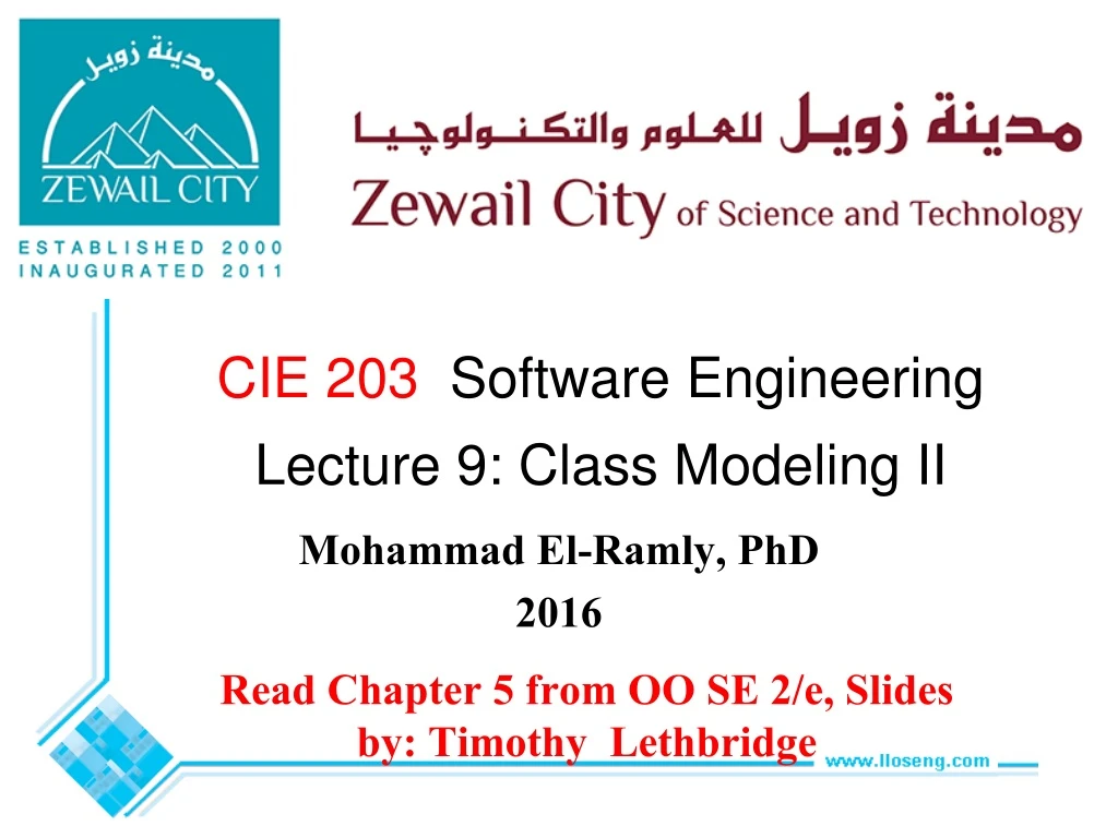 cie 203 software engineering lecture 9 class modeling ii